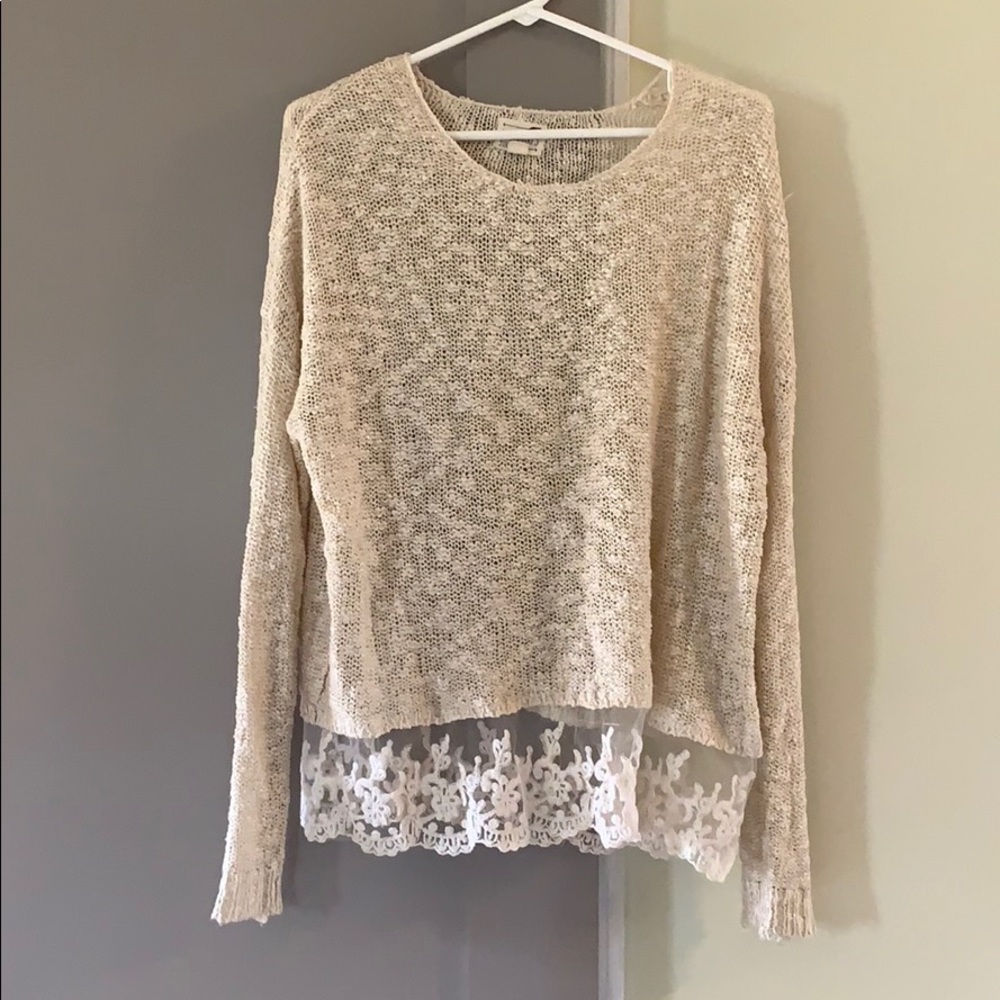 LA Hearts Lace Crochet Sweater